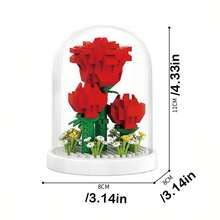 蝴蝶花束积木套装，室内办公室植物装饰，色彩鲜艳，包含紫色、粉色、黄色、绿色、棕色、橙色以及蝴蝶元素，是圣诞节、复活节、母亲节、情人节送给花卉爱好者的完美礼物。 - 彩色 - 查看 10