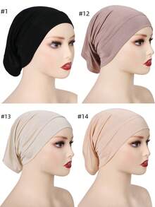 4件套纯色衬里头巾帽，透气弹力管状头巾头套内衬头巾 - 彩色 - 查看 36