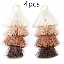 4 件/包涤纶 4 层渐变流苏吊坠 80 毫米拼色长流苏耳环，适合女士，波西米亚多层流苏耳环，DIY 流苏耳环配件