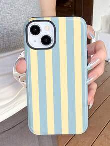 1pc Minimalist Artistic Colorful Striped Pattern Glossy 2-In-1 Phirim Case Full Coverage Hard Phone Shell Compatible With Samsung/ 11/12/13/14/15/16/17 Pro Max - Multicolor - View 2