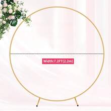 Paquete de 2 soportes de fondo de arco de metal (2,2 m/1,8 m), soporte decorativo para globos, arco dorado de boda de fácil montaje, soporte estable para ceremonias de boda, fiestas de cumpleaños y baby shower. - Anillo de oro - Ver 14