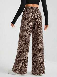 1pc Tween Girls Leopard Print Casual Elastic Waist Versatile Top, Suitable For All Seasons - Multicolor - View 2