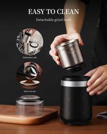 Adjustable Coffee Grinder Electric, Super Silent Electric Coffee Bean Grinder With Time-Memory Adjustment And Multi-Functional Stainless Steel Cup For Spices, Herbs, And Nuts Grinding, Black. - 查看 5
