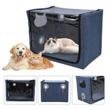 Gugxiom Nebulizador para Perro Nido Nebulizador para Mascotas Cámara de Oxígeno para Perros y Gatos con Doble Orificio 60 * 46 * 40cm - AzulOscuro - Ver 8