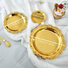 Elegant 4-Inch Metal Tray, Available In Two Colors, Vintage-Style Round Tray, Perfect For Breakfast, Fruit, Snacks, And Nuts - Ideal For Home, Restaurant, Parties, Picnics, And Weddings. Also Suitable For Jewelry Display And Storage.