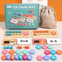 3-6 Years Old Kids Math Learning Toy, 10 Grid Array Addition And Subtraction Operation Educational Supplies - Baby Blue - View 2
