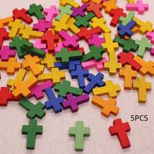 5个迷你木质十字架DIY饰品配件，复古十字架吊坠，木质十字架工艺吊坠，可用于项链 - 多色十字架木 - 查看 12