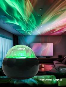 1pc Northern Lights Atmosphere Projection Night Light, Romantic Starry Sky Projection For Bedroom, Multi-Color Adjustable Aurora Lighting, Suitable For Bedroom, Living Room And Office Decor, Great Gift For Women, Birthday, Holiday - Multi-color light - View 4