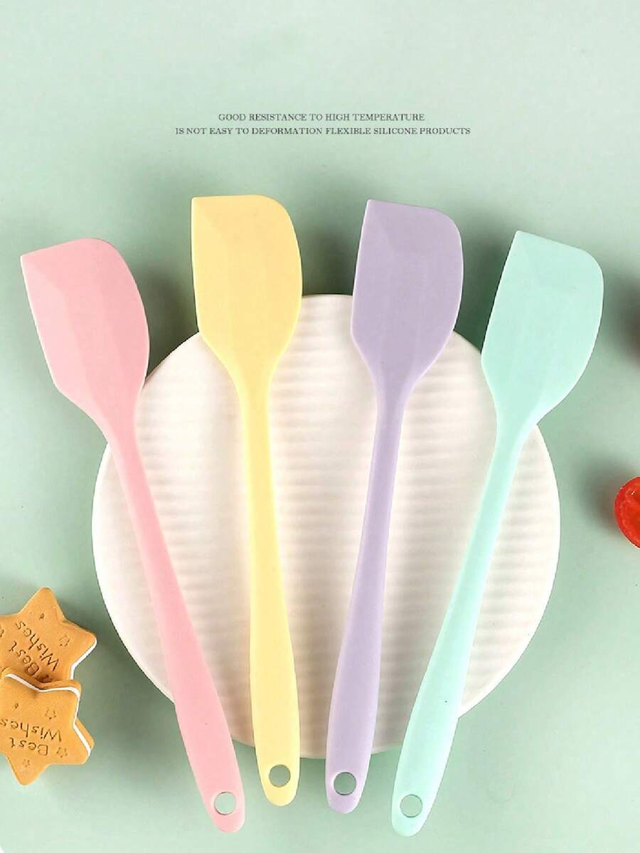 1pc High Heat Resistant One-Piece Silicone Scraper Baking Tool, Silicone Scraper, Cream Cake Scraper, Baking Scraper, Multi-Function Scraper
