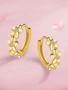 1 对全新独特桃花耳夹奢华耳钉，优雅设计适合女性，节日和派对礼物