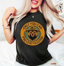 2026 Summer TopsOnly You Can Prevent Fescism Shirt, Trrmp Progressive Liberal Funny Political Gift Oversized Graphic Tees For Women,100% Cotton Womens Oversized Printed Graphic T-Shirts Women Casual Round Neck Short Sleeve Tee 1pcs Fashion Shirt, Halloween Gift, Xmas GiftLoose And Comfortableshirt - 圖案T卹006 - 查看 12