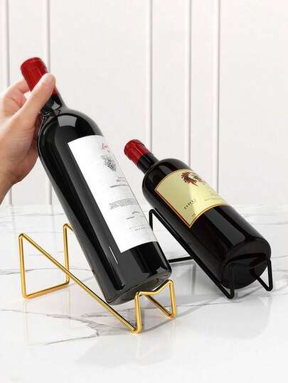 1 件装桌面酒架，简约金属酒瓶架，葡萄酒储藏架，酒瓶整理架，存放葡萄酒瓶，完美酒架支架，桌面葡萄酒展示架，厨房家居装饰礼品，厨具，送给葡萄酒爱好者的完美礼物，适用于橱柜、酒庄、酒吧、酒柜和食品储藏室。