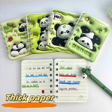 1 Peça Caderno Espiral Fofo de Panda A7 com 80 Páginas e Linhas Verticais - Tema Animal Minimalista Portátil, Adequado para Escola, Escritório, Anotações de Reunião, Volta às Aulas, Material de Alta Qualidade, Padrão Aleatório