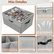 16 Pares Zapatera Organizador + 1Pcs Paño de Limpieza - Caja de Zapatos con Cubierta Transparente Cajas Organizadoras para Zapatos Plegable Caja para Zapatos Adecuada para Guardar Zapatos Gris Claro - Grisclaro - Ver 4