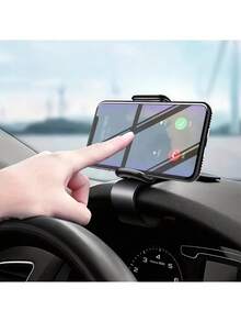 Car Clip-On Phone Holder, Multifunctional Car Navigation Bracket, Dashboard Phone Mount - Black - View 2