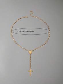 1pc Minimalist Y-Shaped Vintage Cross Pendant Necklace With Tassel, Versatile Fashion Jewelry Gift For Women, Suitable For Daily Wear, Parties And Dates - Multicolor - View 11