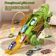1 Set Juego de Coche de Pista Transformable Multifuncional: Coche de Juguete Dinosaurio con Rampa de Lanzamiento, Función de Tragar y Pista Transformable, Incluye Múltiples Coches de Fundición, Pista de Dinosaurio, Coches Transformables y Rampa de Lanzamiento - Coches de Juguete para Niños de 3+ Años, Color y Estilo de Coche Aleatorio - Carro de almacenamiento de dinosaurios multicolor - Ver 7