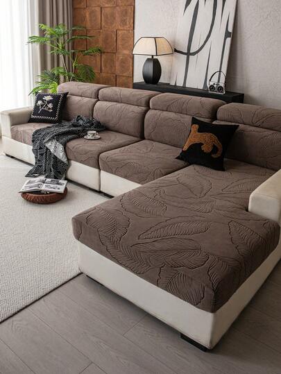 1pc Minimalist Leaf Design Sofa Slipcover, Washable, High-Quality Sofa Blanket Full Coverage Sofa Protector, Suitable For All Seasons