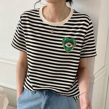 1件手工串珠爱心眼睛布贴水钻刺绣装饰配件，适用于服装、包包、鞋子，DIY胸针和徽章，个性化时尚装饰，理想的节日圣诞礼物，送给亲朋好友 - 彩色 - 查看 6