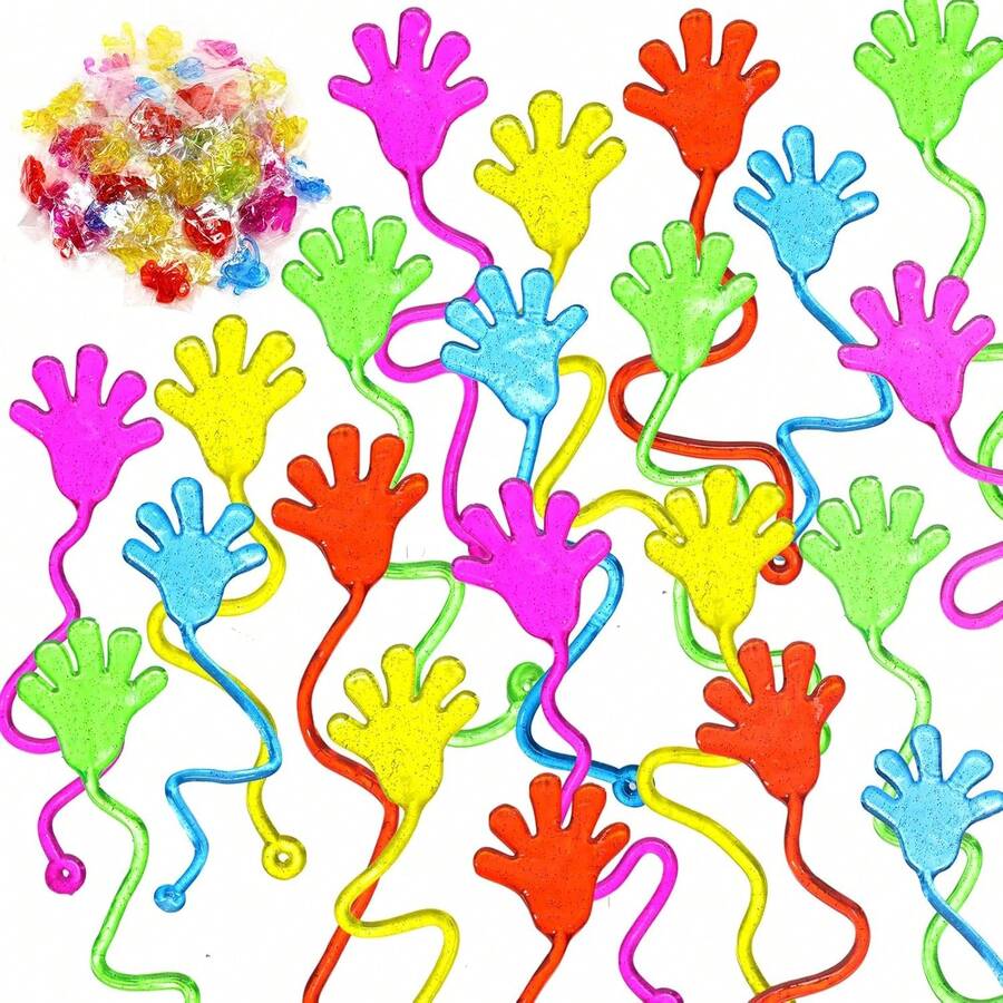 10/20/40/60pcs Kids Sticky Hand Toys - Slap Sticky Hand Toys - Birthday Party Favors, Treasure Box, Hand Games, Christmas Stocking Stuffers - Multicolor - View 1