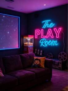 1 pieza Letrero de neón LED "Sala de juegos", con panel trasero de acrílico, alimentado por USB, luz decorativa de pared, adecuado para la sala de juegos - luz policromática - Ver 5