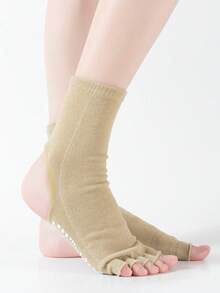 جوارب اليوغا ذات الكعب العالي المفتوح من الأمام مع نقاط السيليكون، جوارب موضة مريحة وقابلة للتنفس ومانعة للانزلاق للرقص والباليه والرياضة - متعدد الألوان - مشاهدة 12