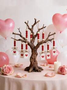 1/6件装木质心形红白串珠流苏花环，经典情人节家居墙饰，婚礼及情人节流苏串珠心形木珠装饰，室内及婚礼房间摆件，乡村风格装饰木珠婚礼及情人节装饰，情侣礼物，串珠吊坠配饰，爱情主题家居悬挂装饰，节日装饰 - 彩色 - 查看 12