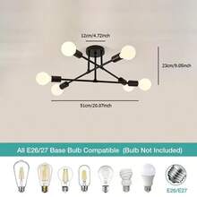 6-Light E27 Branch Pendant Light, Modern Luxury For Living Room, Bedroom, Dining Room, Bar, Kitchen, Dressing Room