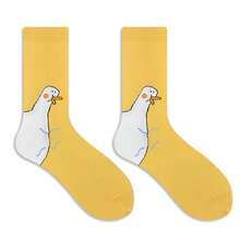 4 Pairs Funny Goose Socks - Cute Duck-Like Ankles, Mid-Calf Length, Bright Yellow With Gray Geese - Soft Polyester Casual Everyday & Costume Party Outfits - Playful Novelty Socks For Women/Men(1/2/4 Pairs) - Multicolor - View 4