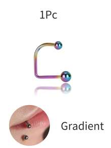 1-3件美杜莎唇环，男女通用，不锈钢材质，低致敏性；18K镀金U形球耳骨耳环，适合少女，朋克风穿刺饰品套装