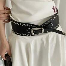 1pc Western Cowgirl Style Rivet Waist Belt, Y2K Streetwear American Chic, Accentuates Hips & Waist, PU Leather Belt, Suitable For Street Style, Travel, Daily Wear, Holidays - Multicolor - View 13
