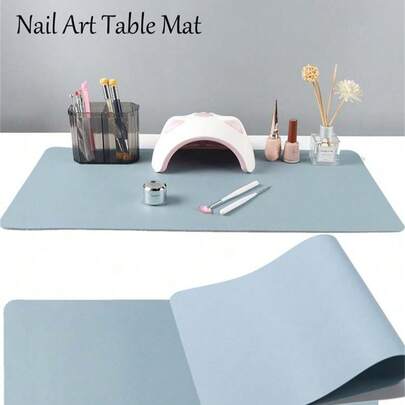 Thảm lót bàn làm móng gấp gọn, chống thấm nước màu xám, dùng để kê tay khi làm móng, phù hợp cho kỹ thuật viên làm móng.