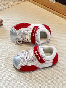 儿童网面透气运动鞋，男女童休闲系带运动鞋，幼儿学步鞋，春秋季 - 紅色 - 查看 3