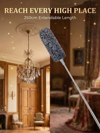 Multifunctional Retractable Duster With Bendable Head - Reusable And Washable For High Ceilings, Furniture And Car Cleaning