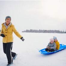 JIEXToboggan Snow Sled For Adults 48in Plastic Sleds With Pull Rope And 4 Handles Outdoor Plastic Snow Sled For And Adults CHEN - BlueGreen - View 6