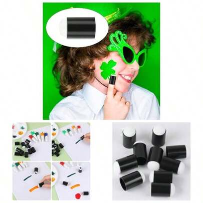 Finger Sponge Daubers Finger Painting Sponge Drawing Sponge Dauber Set Finger Daubers Painting Art Ink Crafts Chalk Card Making Drawing Stamping, 10 Pcs, Black