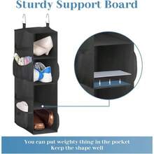 Short Hanging Shoe Organizer Closet Storage With Mesh Side Pockets Holds 8 Pairs, Hanging Shoe Rack Hanger RV, - 25'' + Black - View 7