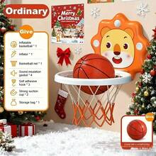 Lion-Themed Kids Basketball Hoop Set – Adjustable Height (3-6+ Years), 1-Second Fold Storage, Multi-Scene Play (Bathroom/Home/Pool), Complete Kit With Basketball + Pump + Adhesive Hooks + Suction Cups, Perfect For Toddler Active Play (Top Birthday/Christmas Gift) - Orange - View 9