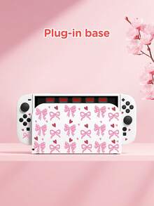 1 pièce Étui de protection avec motif nœud rose et cœur, compatible avec Switch/Switch 2, Switch 2 (2025)/Switch OLED/Switch NS/Switch Lite. Comprend un étui de rangement, un support avec fente pour carte, une housse de protection douce et agréable pour la peau. Meilleur cadeau pour les joueurs de Switch - Multicolore - Voir 7