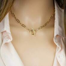 Collier réglable style hip-hop avec fermoir OT, collier en acier inoxydable personnalisé unisexe, convient pour les fêtes et les rassemblements - Collier à chaîne à boucle OT - Voir 3