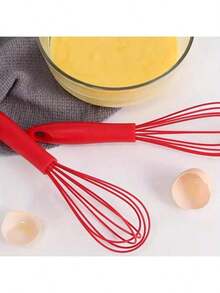 1pc Mini Silicone Whisk - Manual Egg Beater & Cream Mixer For Home Baking, Non-Stick Kitchen Tool For Cake/Cookie Making (Easy To Clean & Store) - Multicolor - View 5