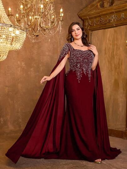  UNITHORSE 女士方领超长袖刺绣修身亚麻针织晚礼服