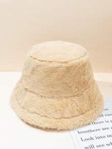 儿童冬季仿毛皮蓬松渔夫帽，卡其色宽松帽，新年礼物，儿童冬季配饰，情人节旅行户外礼物 - 彩色 - 查看 9