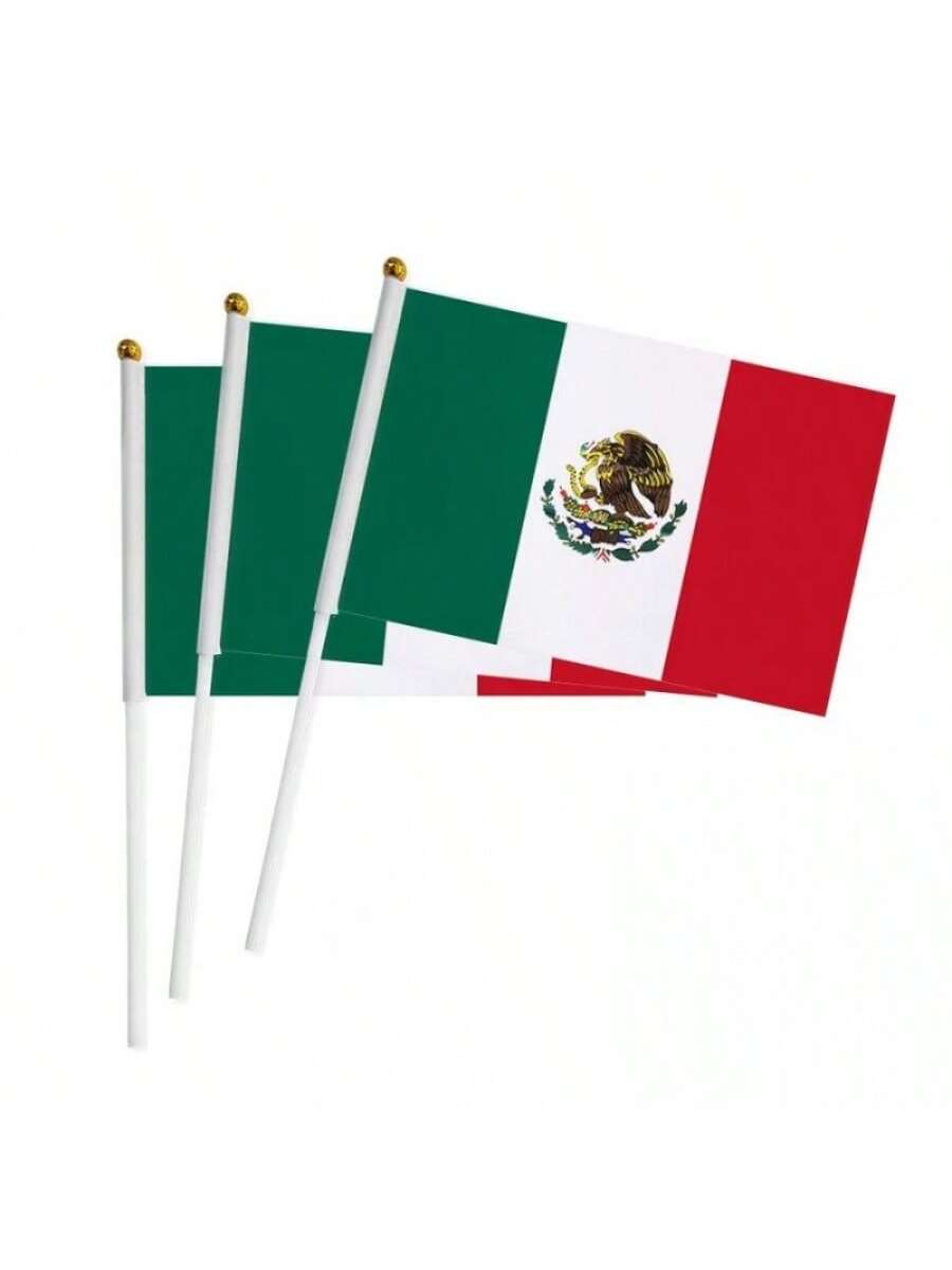 Banderas de Mano de México con Asta para Fiestas y Eventos