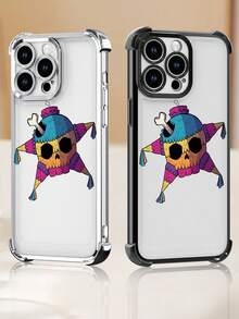 Lujo Ligero Estilo y BellezaCalavera vibranteFunda de Teléfono Transparente de Color Plata con Protección en las Cuatro Esquinas Compatible con 17PROMAX 17PRO 17Air 17 16PROMAX 16PRO 15PROMAX 15PRO y - transparente - Ver 6