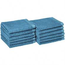 Basics - Paño de secado rapido 100% algodon paquete de 12 color azul lago - Azul - Ver 1