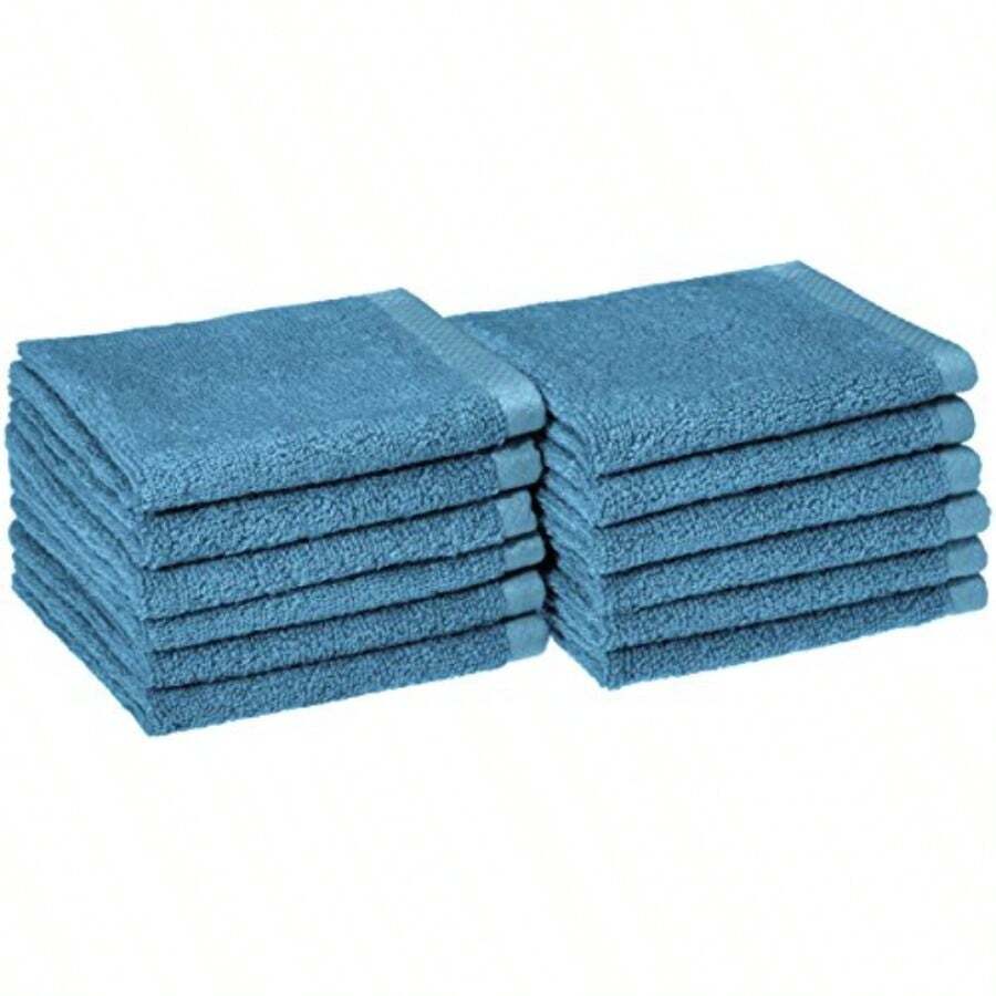 Basics - Paño de secado rapido 100% algodon paquete de 12 color azul lago - Azul - Ver 1
