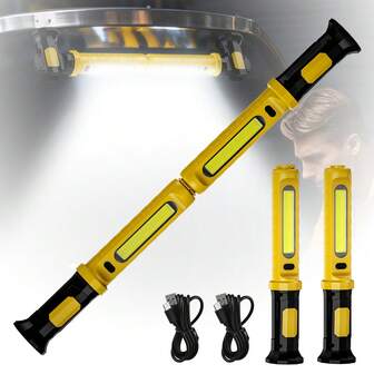 2000mAh*2 Rechargeable LED Work Light, High Brightness, Magnetic Attachment For Engine Bay, With Hook, Wireless Battery Powered, Suitable For Auto Repair/Inspection, Garage, Workshop, Emergency