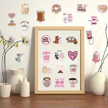 50pcs Funny Coffee Stickers Cute Pink Aesthetic Stickers Pack Kawaii Coffee Ins Decoration Stickers Cartoon Coffee Cup Stickers Vinyl Waterproof Stickers For Journaling Computer Scrapbook Luggage Water Bottle Phone - Pink - View 7