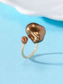 1 件时尚简约珍珠戒指，适合女性日常佩戴和礼物